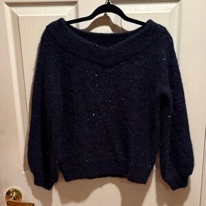 Banana Republic Off-the-Shoulder Midnight Blue Sweater